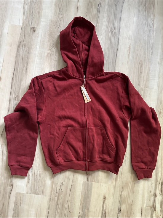 SKIMS Tops - SKIMS Merlot Cotton Fleece Zip-Up Hoodie